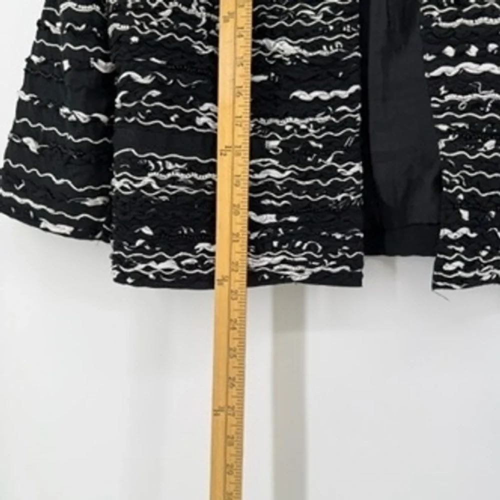 Chico's Black White Beaded Open Front Jacket‎ Blazer Career Casual Size 2
